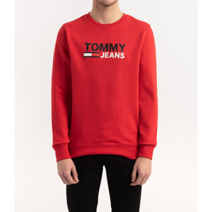 Tommy Jeans pánská červená mikina Corp - M (XNL)